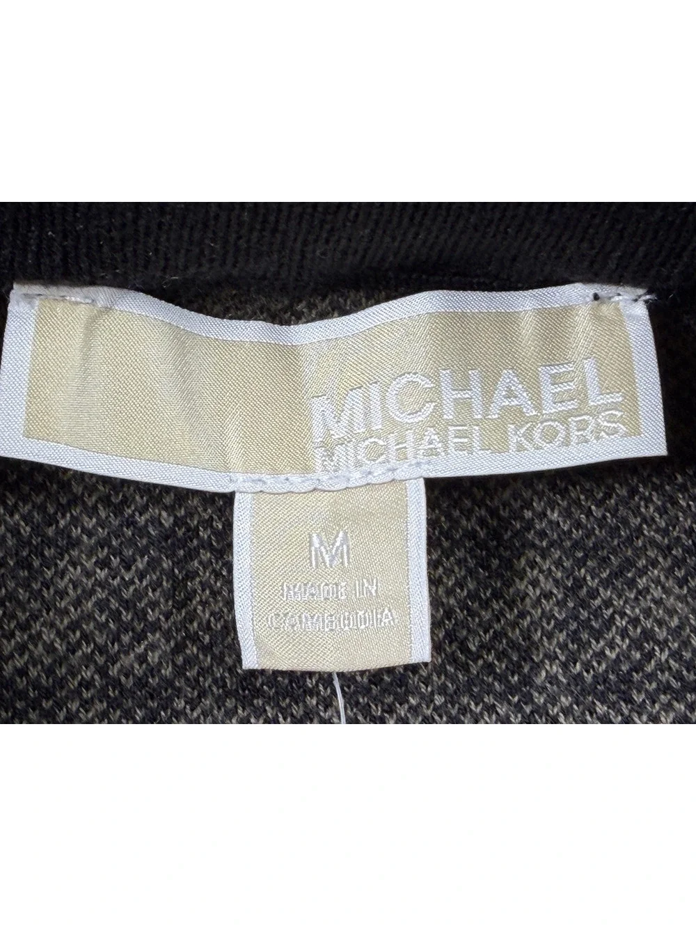 Michael Kors Medium Black and Beige Logo Knit Midi Skirt